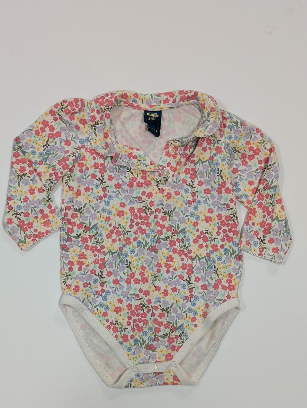 OshKosh B'Gosh Floral Long-Sleeve Baby One-Piece - Pink Multi 12 Mos